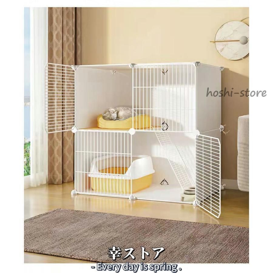 猫ケージ キャットケージ ペットケージ 折りたたみ 2段 ベビーサークル キャットタワー スタジアム ワイド扉 収納 頑丈 檻 ねこ ネコケージ 猫ハウス STEELWINDOWSANDDOORS_COM