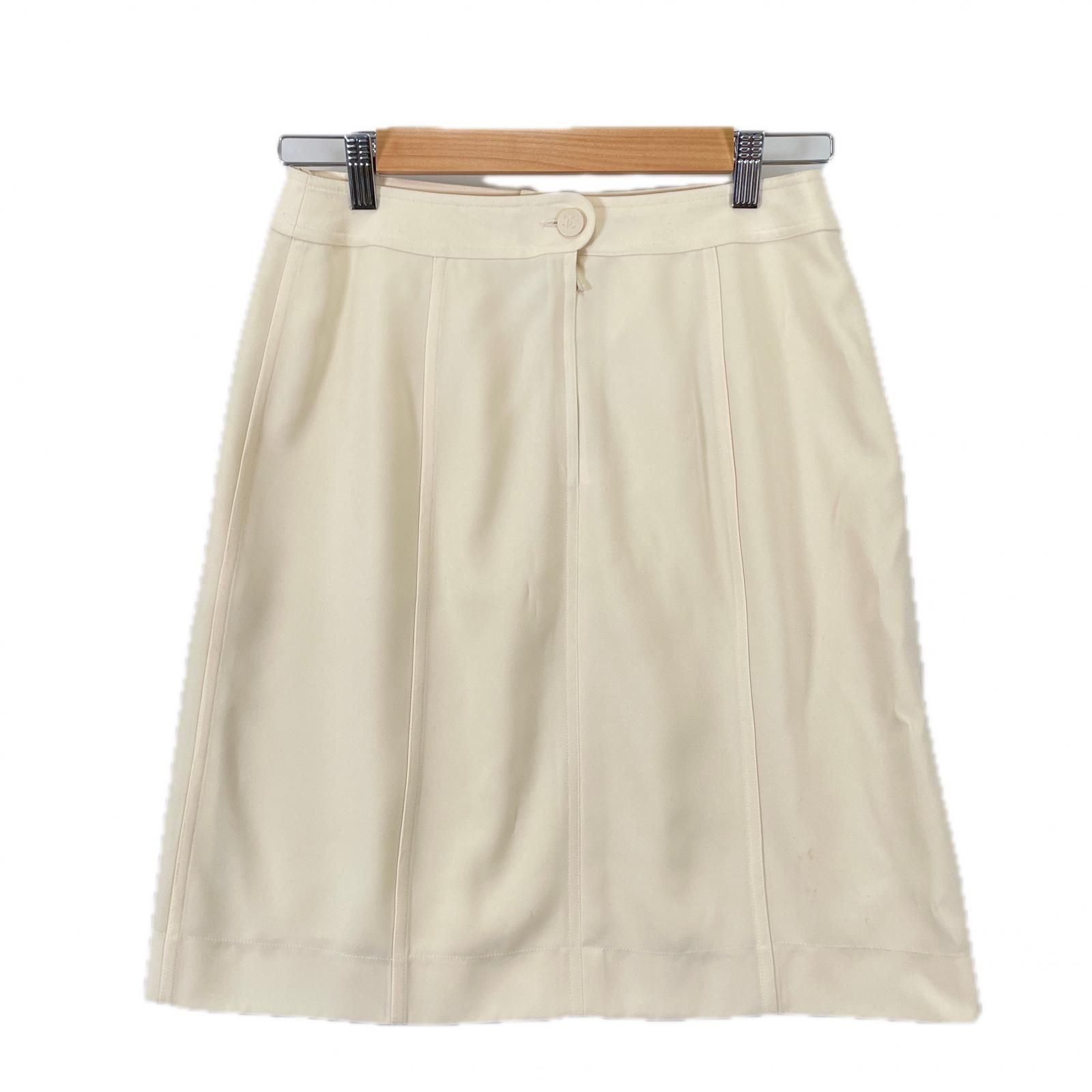 CHANEL ポリエステル タイト スカートサイズ 38 ベージュ系 美品 CHANEL シャネル ミディ丈 無地 春夏 SS スカート