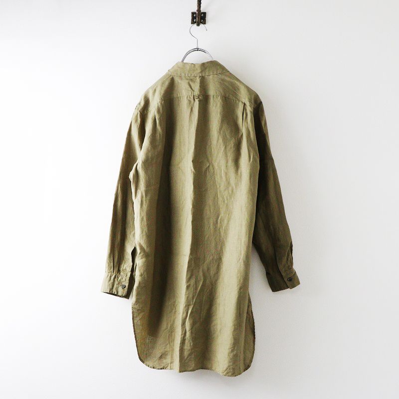 マーガレットハウエル HOWELL LINEN シーチングリネンロングシャツ 2 カーキ┃麻