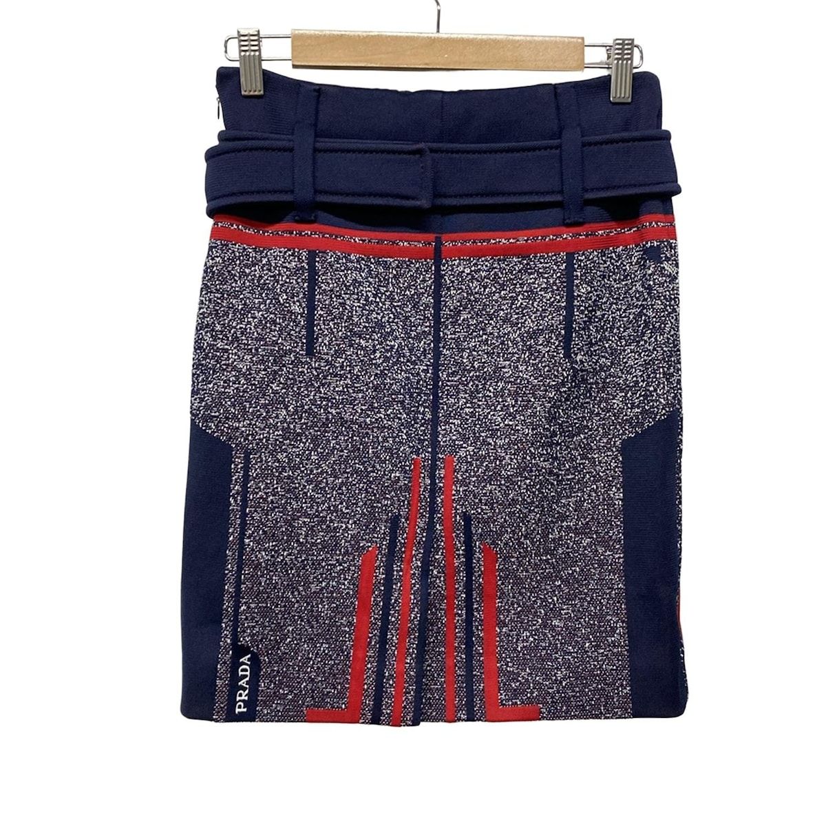 PRADA プラダ スカート サイズ36 S レディース - P176OH S191 ネイビー×レッド×白 ツイード