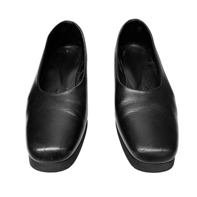 ヨウジヤマモト フラットシューズ Yohji Yamamoto +NOIR カーフレザーフラットパンプス バレエシューズ