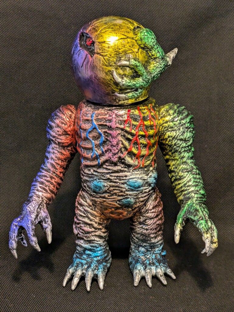 SKULL HEAD BUTT KARZ WORKS|Chris Walas ミュータント 一つ目|卵 黒成型|メタ緑紫|金|赤青