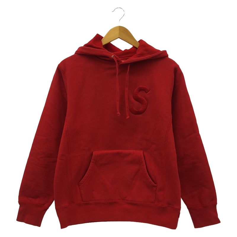 【中古】Supreme Tonal S Logo Hooded Sweatshirt サイズS 赤 シュプリーム[91]