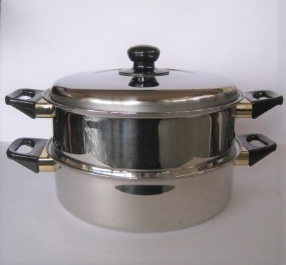【中古品】・ビジネスチャンス到来・ハッカ・ステンレス製、スチール、鉄、蒸留器 ルミナス 18-8ステンレススチール 二段蒸し器 27㎝ 3.9ℓ 燕市 井伊
