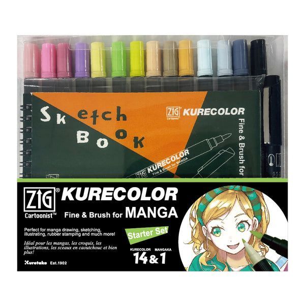 まとめ買い 呉竹 ZIG クレ ファイン-ブラッシュ スターターセット 漫画 イラスト CNKC-2200N|15VS ×3セット