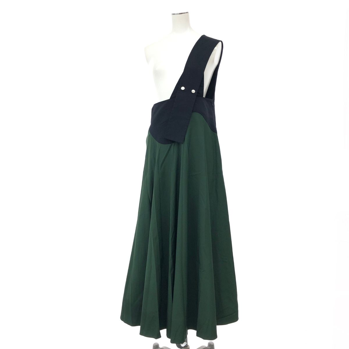 良好 UN3D. アンスリード 2023SS ワンショルダースカート サイズ:38 522330300701 ネイビー/グリーン  レディース 　240001103391