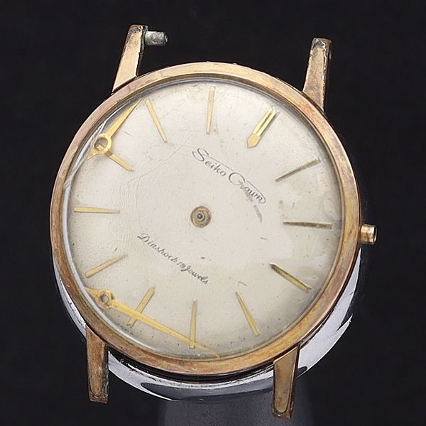 セイコー 手巻き クラウン シルバー文字盤 19石 トップのみ ラウンド