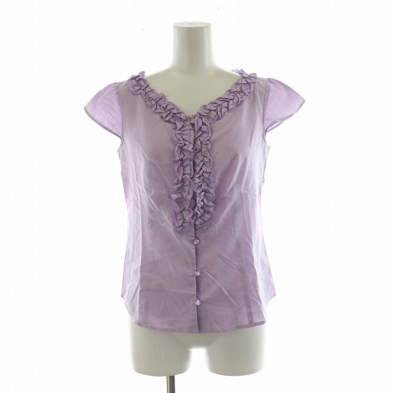 トッカ TOCCA シャツ ブラウス 半袖 フリル Vネック 0 パープル トッカ TOCCA シャツ ブラウス 半袖 フリル Vネック 0 パープル