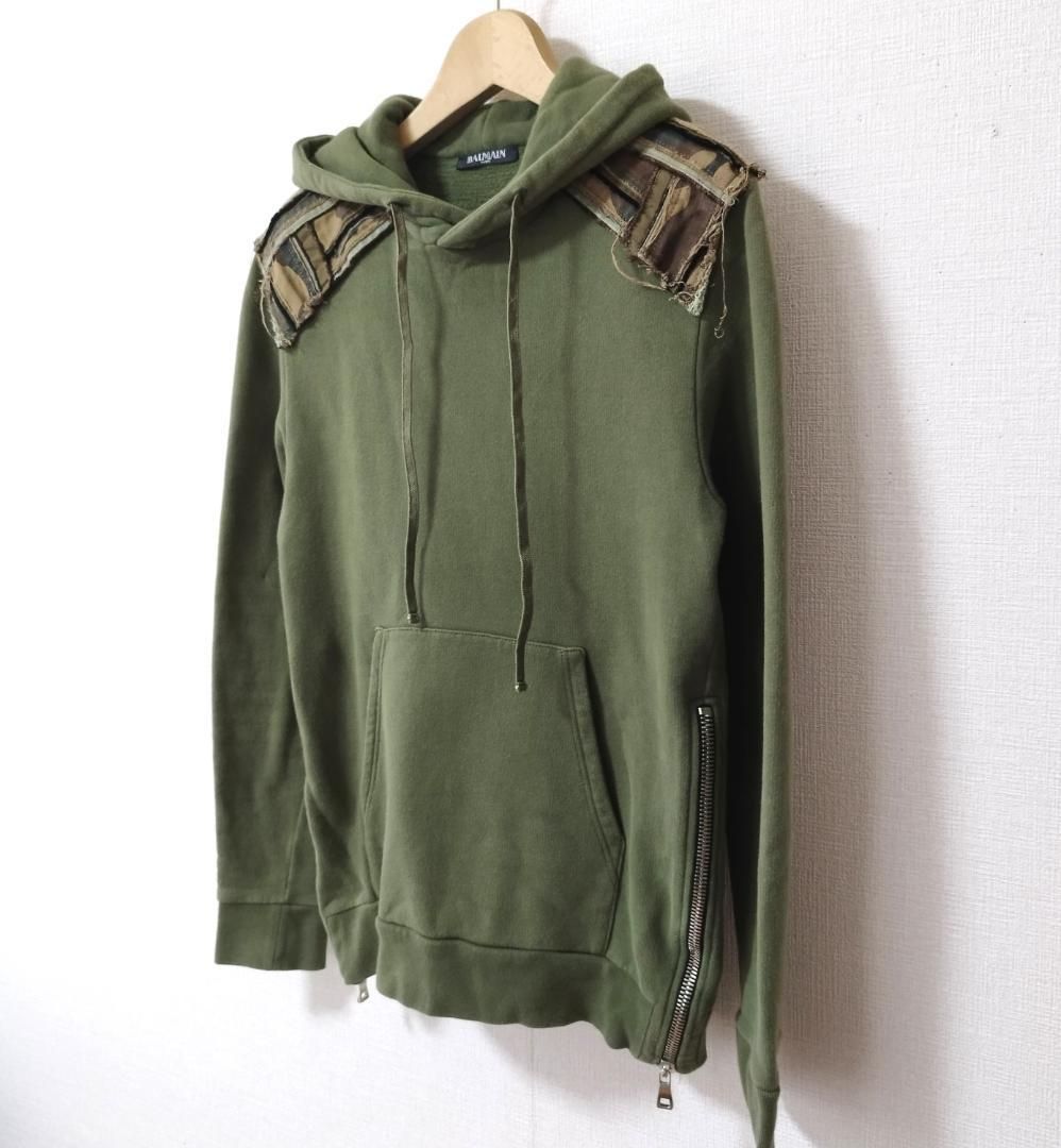 美品 バルマン BALMAIN スウェットパーカー プルオーバー フード 長袖 