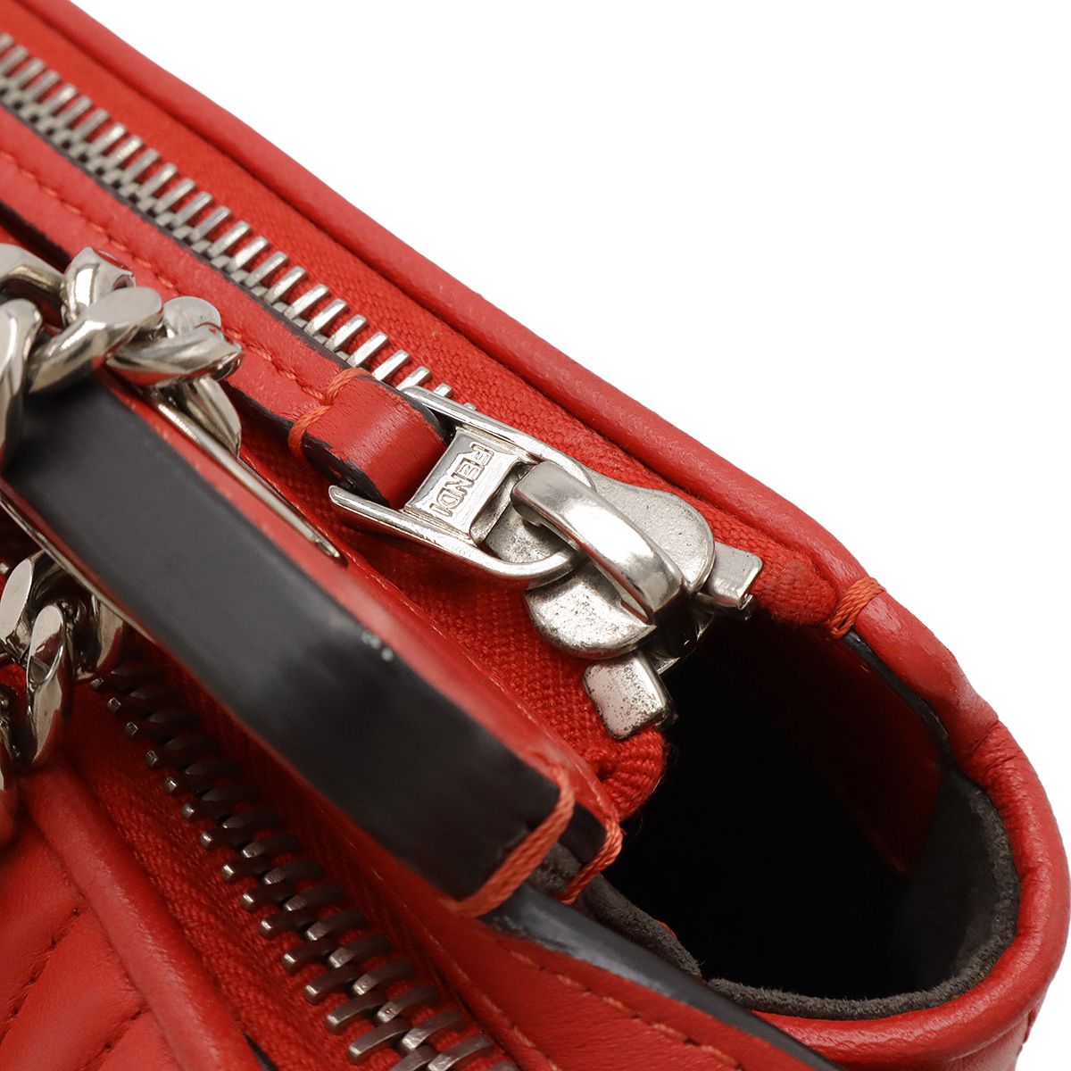 【超美品】フェンディ ドットコム レザー 2WAY セミショルダー レッド 超美品】フェンディ ドットコム レザー 2WAY セミショルダー レッド