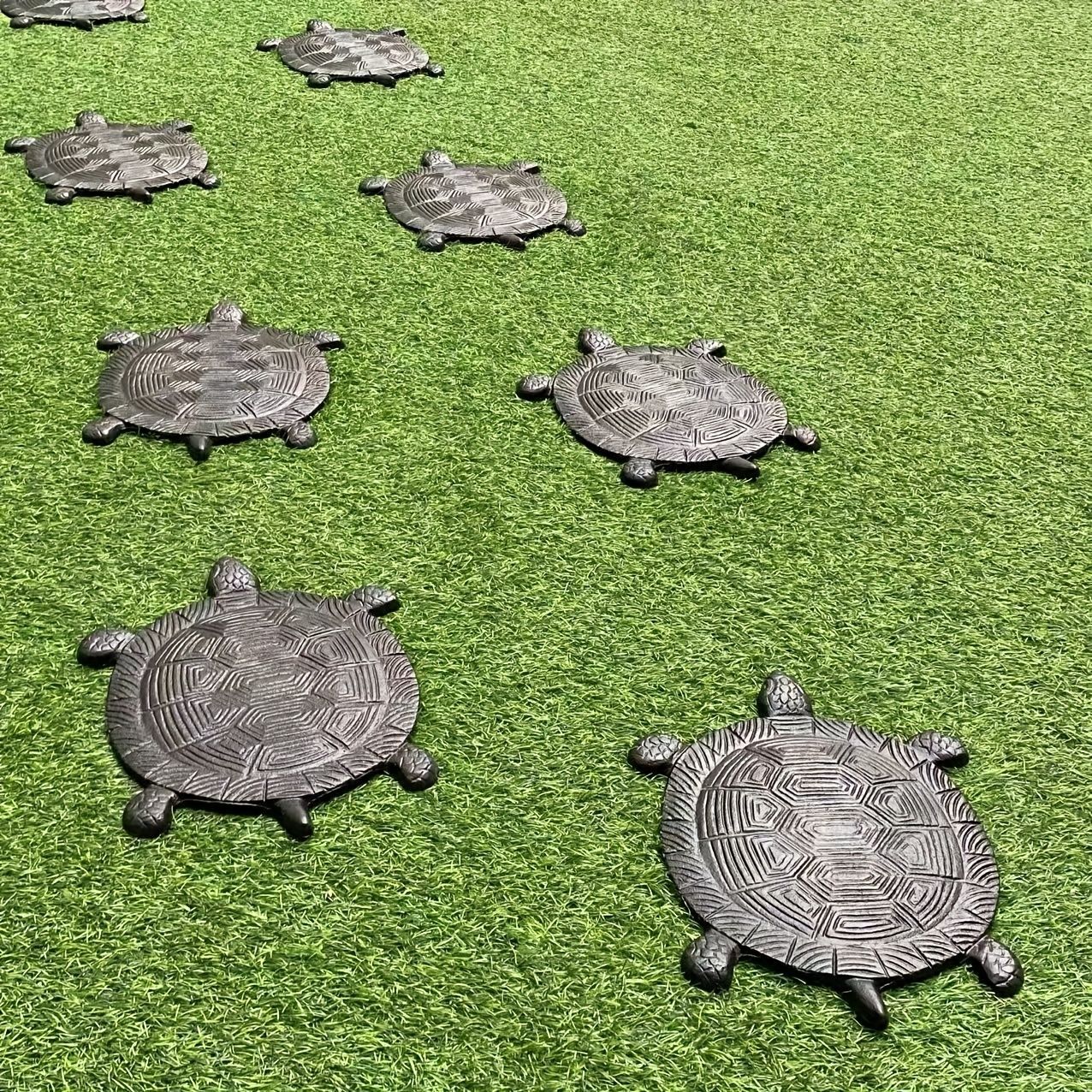 置物 鉄製 海亀ウミガメ 動物 石畳 ガーデニンググッズ 芝生 フェンス 外壁 シック モノトーン 北欧 屋内 屋外