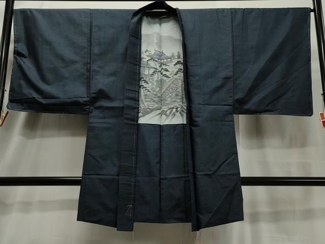 平和屋着物○久留米絣 単衣 扇面吉祥花文 綿 逸品 未使用