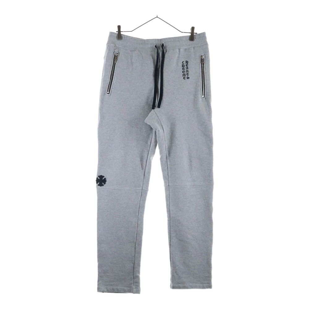 CHROME HEARTS クロムハーツ Y NOT CHプラス レザーパッチ ロゴ刺繍 スウェット パンツ グレー