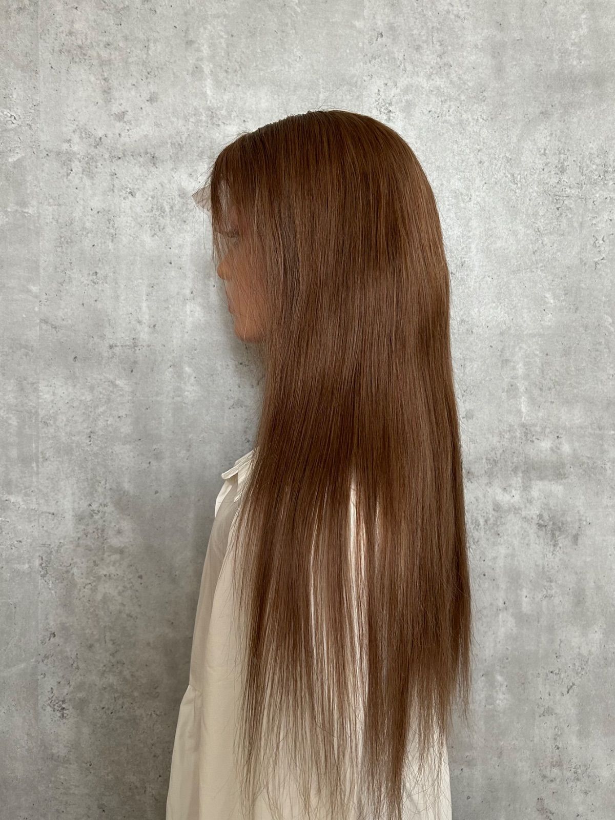 フルウィッグ｜耳が出せる 自然なもみあげ｜アッシュブラウン｜スーパーロング