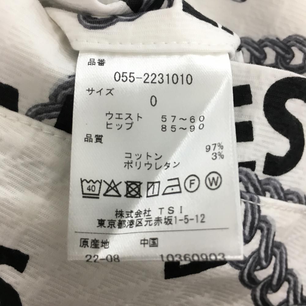 最高の品質、最低の価格！ パーリーゲイツ パンツ 白×グレー チェーン柄 織生地 レディース 0 S ゴルフウェア PEARLY GATES