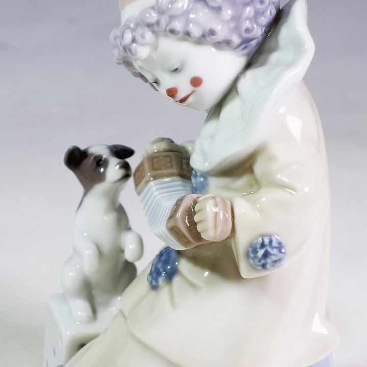 リヤドロ LLADRO アコーディオンを持つピエロ 約15cm フィギュリン 犬