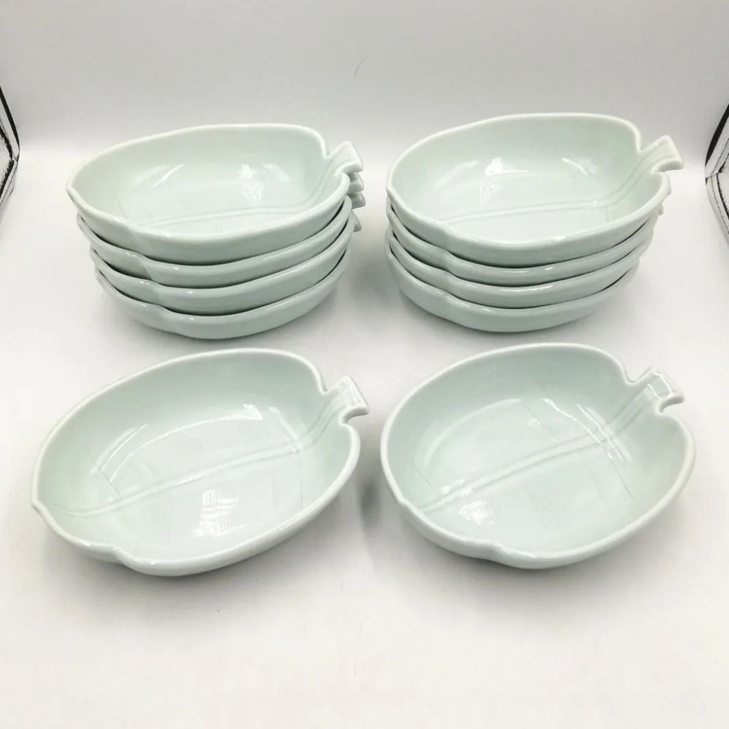 【まとめ買い対象外】有田焼　笹　6寸　皿　中皿　中鉢　葉っぱ　木の葉　１０枚　陶器　和食器　器