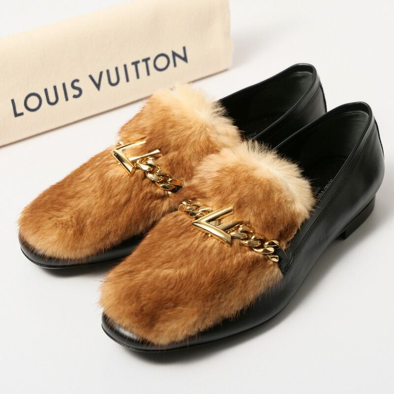 ルイヴィトン パンプス 35.5 23cm ハイヒール ブラック ファー LV □未