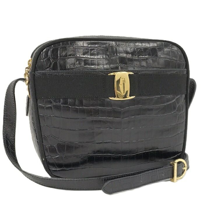 Salvatore Ferragamo ショルダーバッグ ヴァラ レザー ブラック