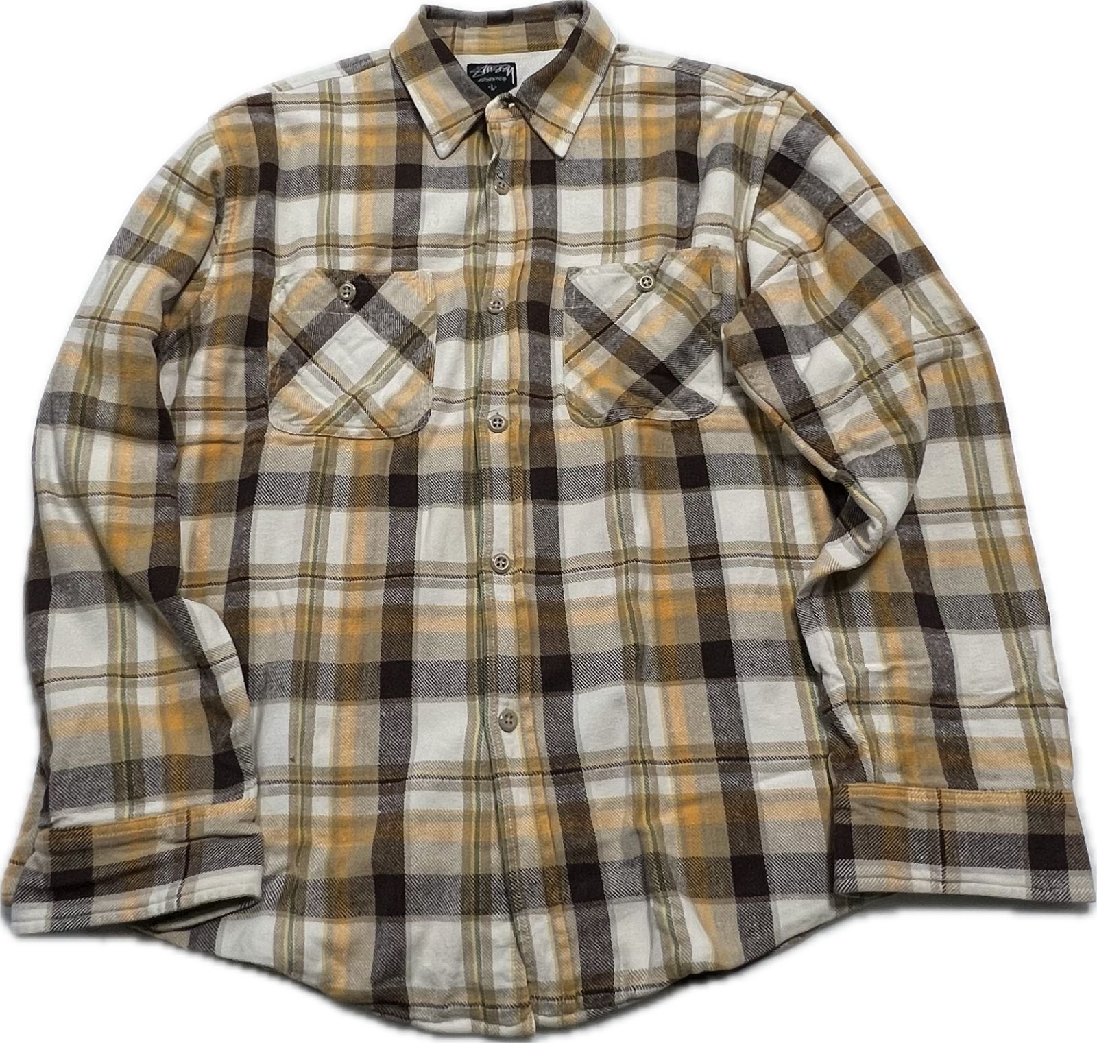 STUSSY（ステューシー）厚手ネルシャツ　中生地あり　Lサイズ　アメリカ古着