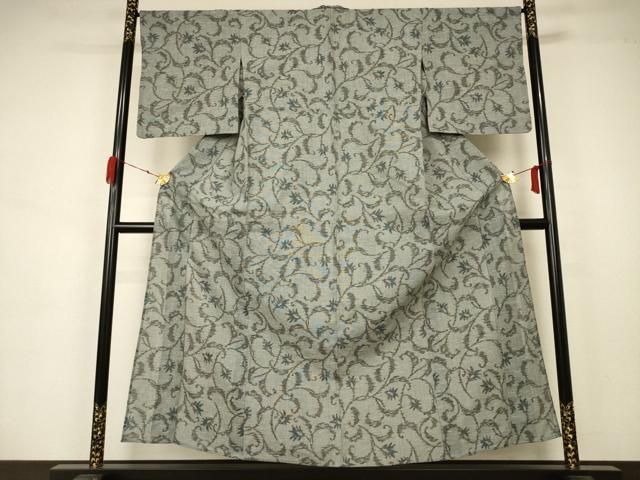 平和屋着物＊夏物 小紋 紗 麻の葉文様 洗える着物 AAAX9933jd 平和屋着物＊