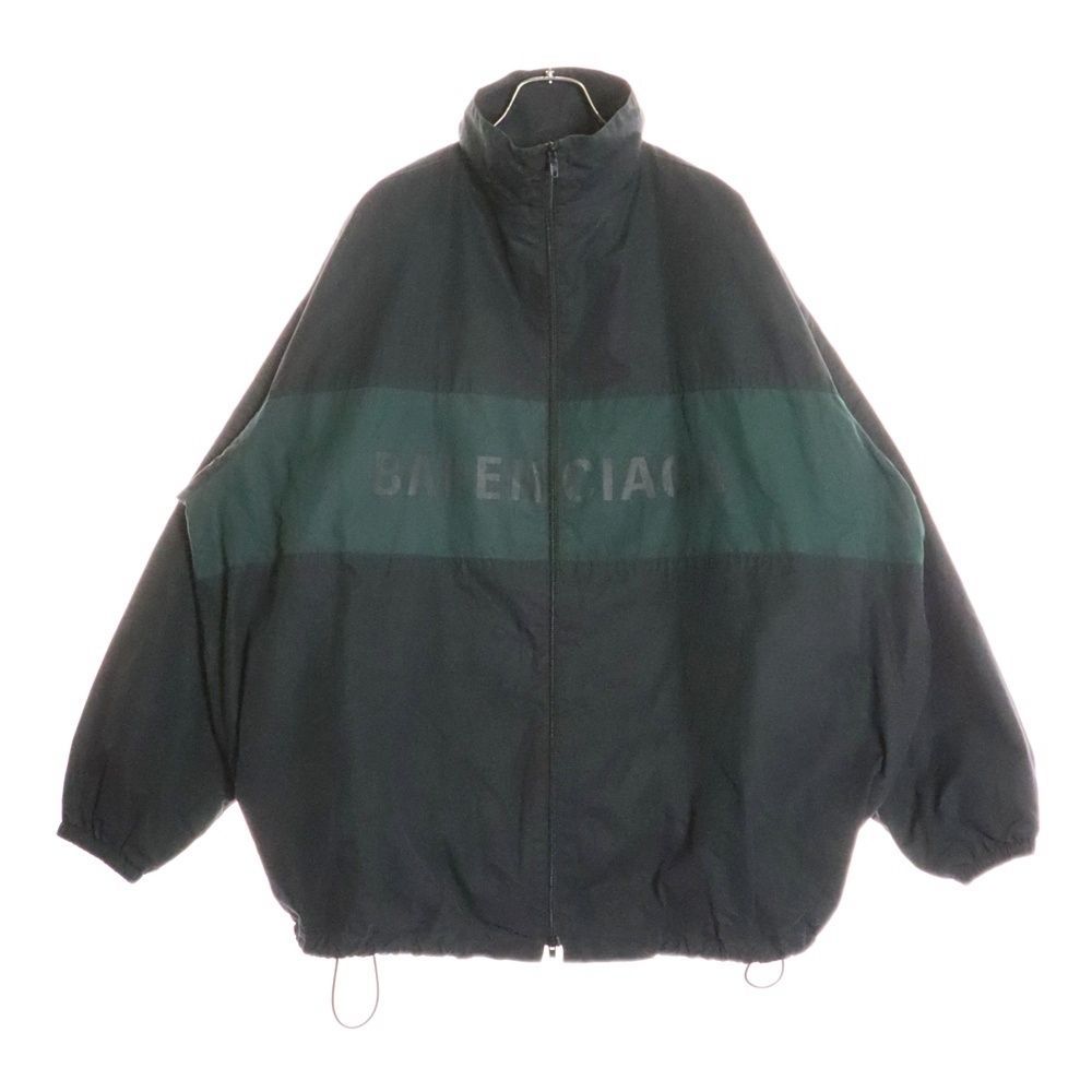 BALENCIAGA バレンシアガ 22AW フロントロゴプリント ポプリンシャツブルゾン トラックジャケット ブラック|グリーン 725302 TNM14