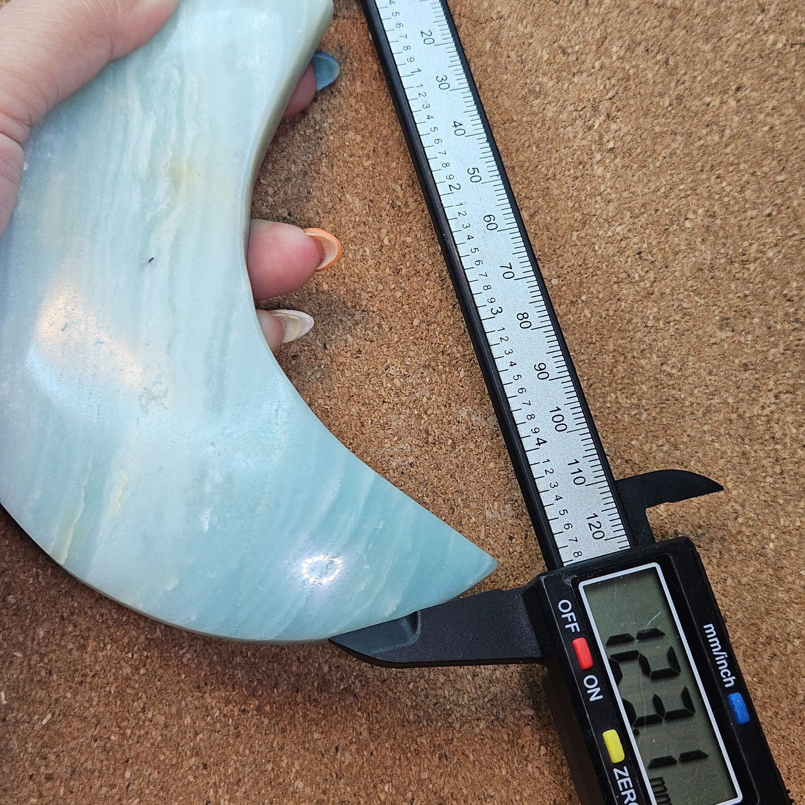 カリビアンブルーカルサイト✨お月さま✨ムーン✨カービング✨スタンド