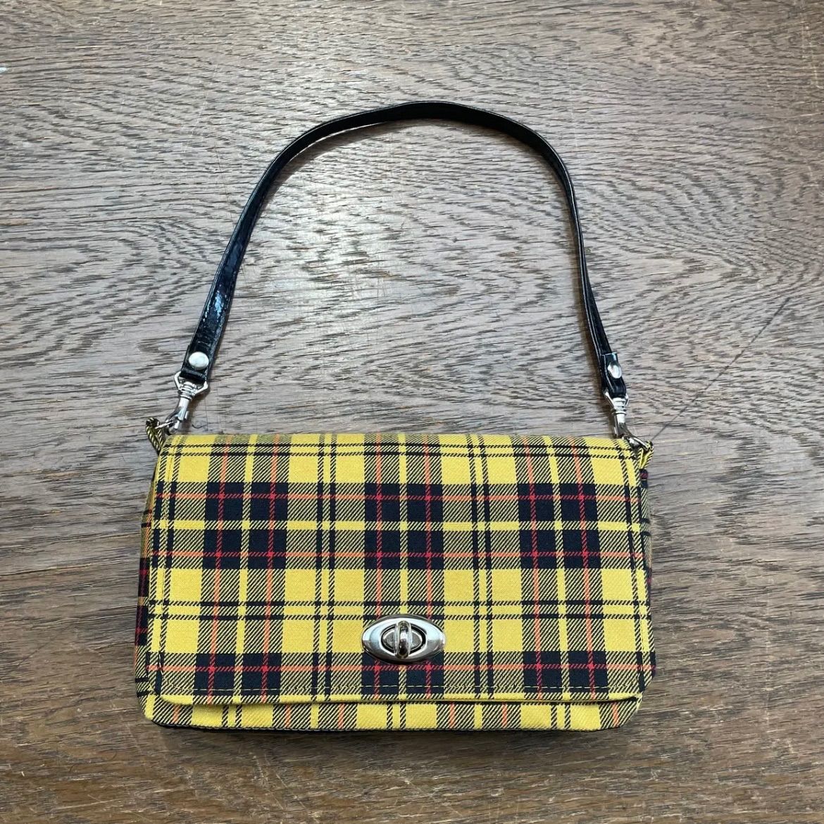 jewel trash ハンドバッグ イエロー チェック モッズ 昭和 レトロ スペースエイジ トラッド タータンチェック