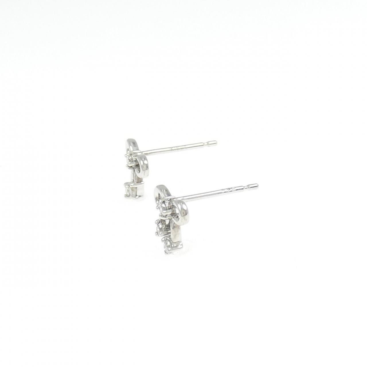 K18WG リボン ダイヤモンド ピアス 0.10CT