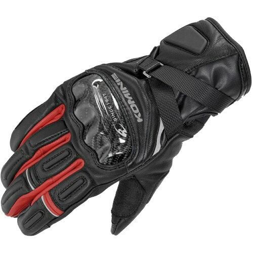 5営業日で発送 コミネ Komine GK-844 Protect Windproof Leather Gloves HG 品番 06-844 カラー Black Red サイズ XL