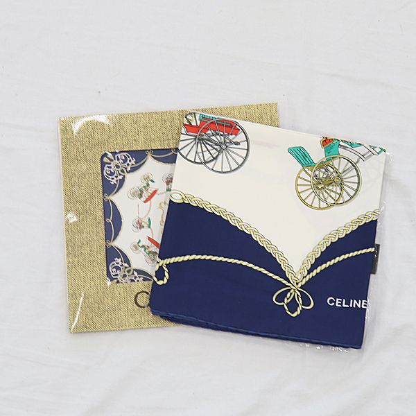 箱付 美品 セリーヌ スカーフ 馬車柄 シルク100％ 2000000 NSK INU