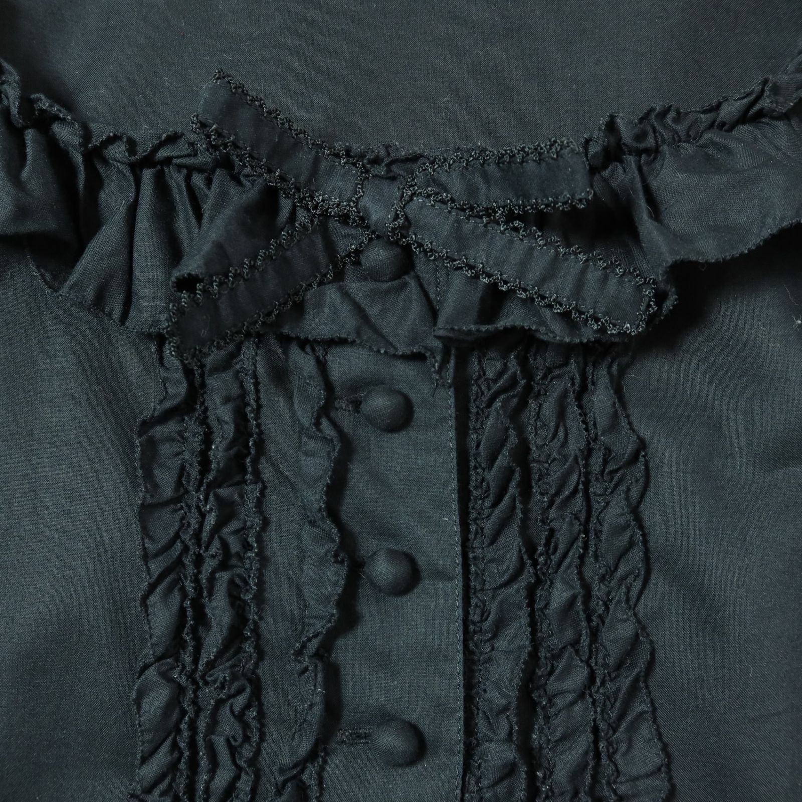 美品】ピンクハウス☆フリル&リボン♪ローンブラウス 長袖 黒系 前開き