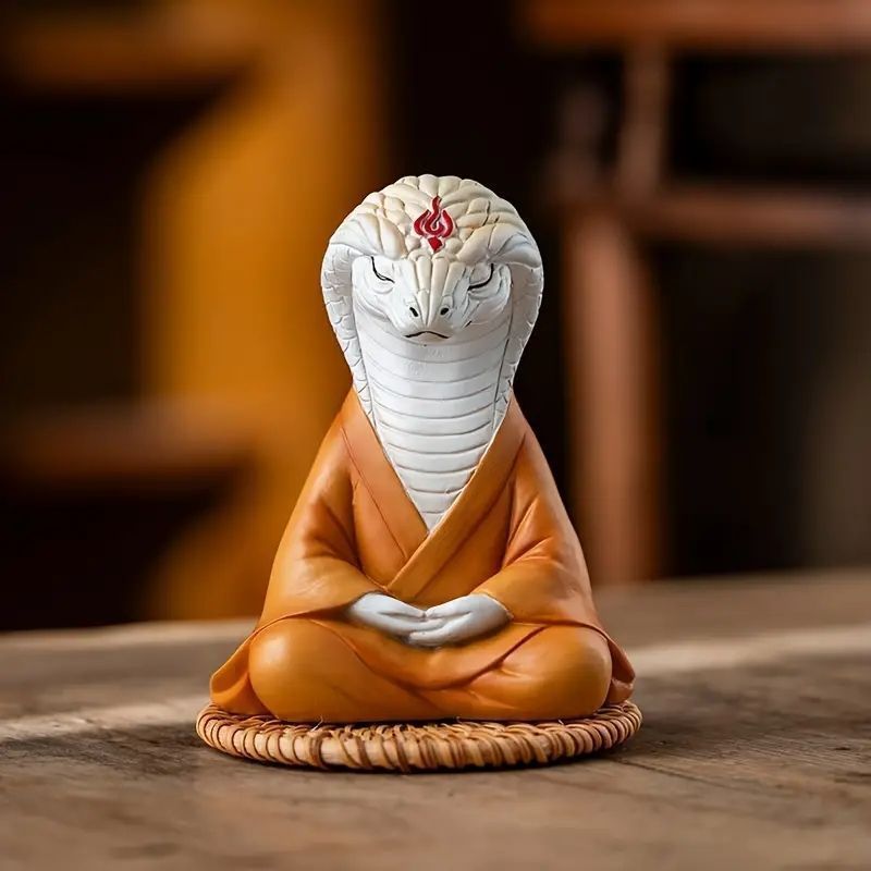 瞑想蛇仏フィギュア - 静寂と安らぎを象徴するユニークな樹脂製 瞑想蛇仏フィギュア - 静寂と安らぎを象徴するユニークな樹脂製
