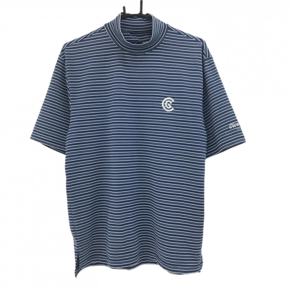 超美品】クリーブランドゴルフ 半袖ハイネックシャツ ブルー×白