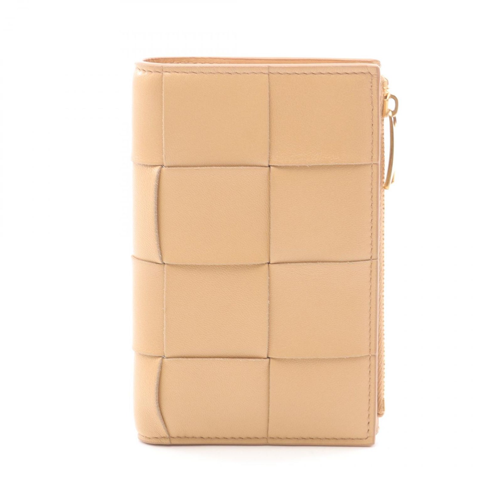 ボッテガヴェネタ BOTTEGA VENETA 二つ折り財布 スモール カセット マキシイントレチャート 742698VCQC43722 ベージュ レザー スモール カセット 二つ折財布 レディース Used B