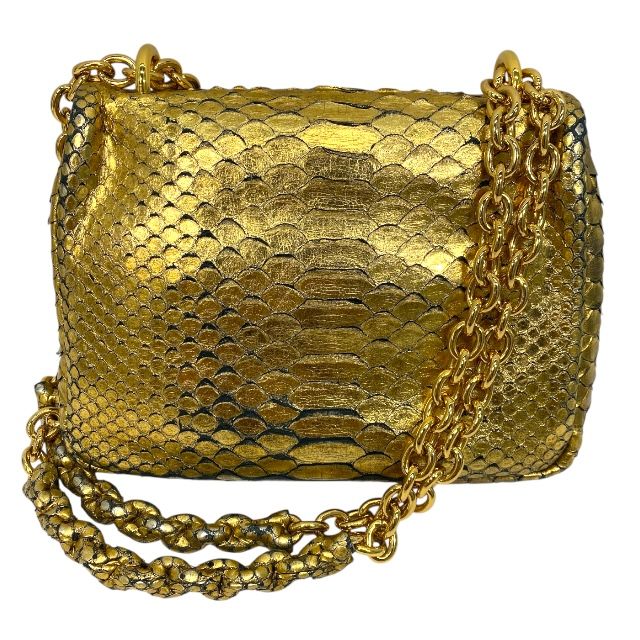 トムフォード ナタリア ターンロック ゴールド パイソン チェーン ショルダーバッグ レザー TOM FORD