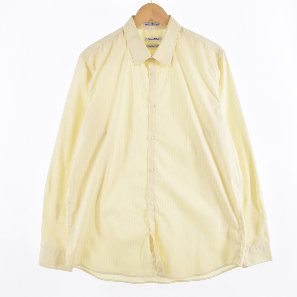 古着 カルバンクライン Calvin klein 長袖 コットンストライプシャツ メンズL/eaa322262