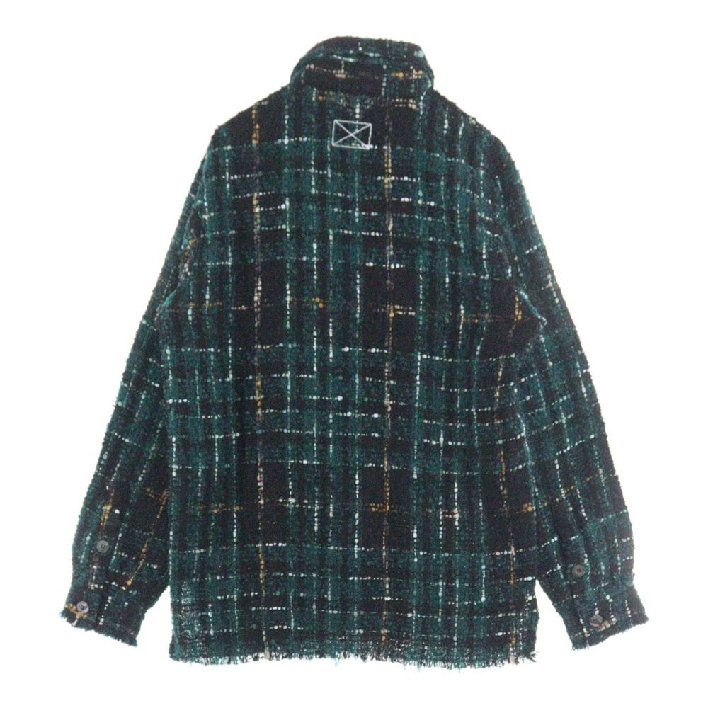 MLVINCE メルヴィンス MLVINCE メルヴェンス CHECK TWEED SHIRTS チェック柄 長袖ツウィードシャツ グリーン|ブラック