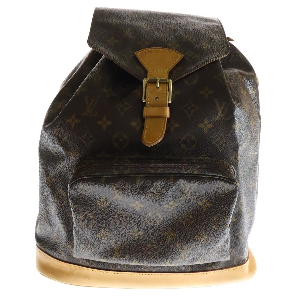 LOUIS VUITTON ルイヴィトン モンスリGM モノグラム レザー リュックサック バックパック ゴールド金具 ブラウン M51135
