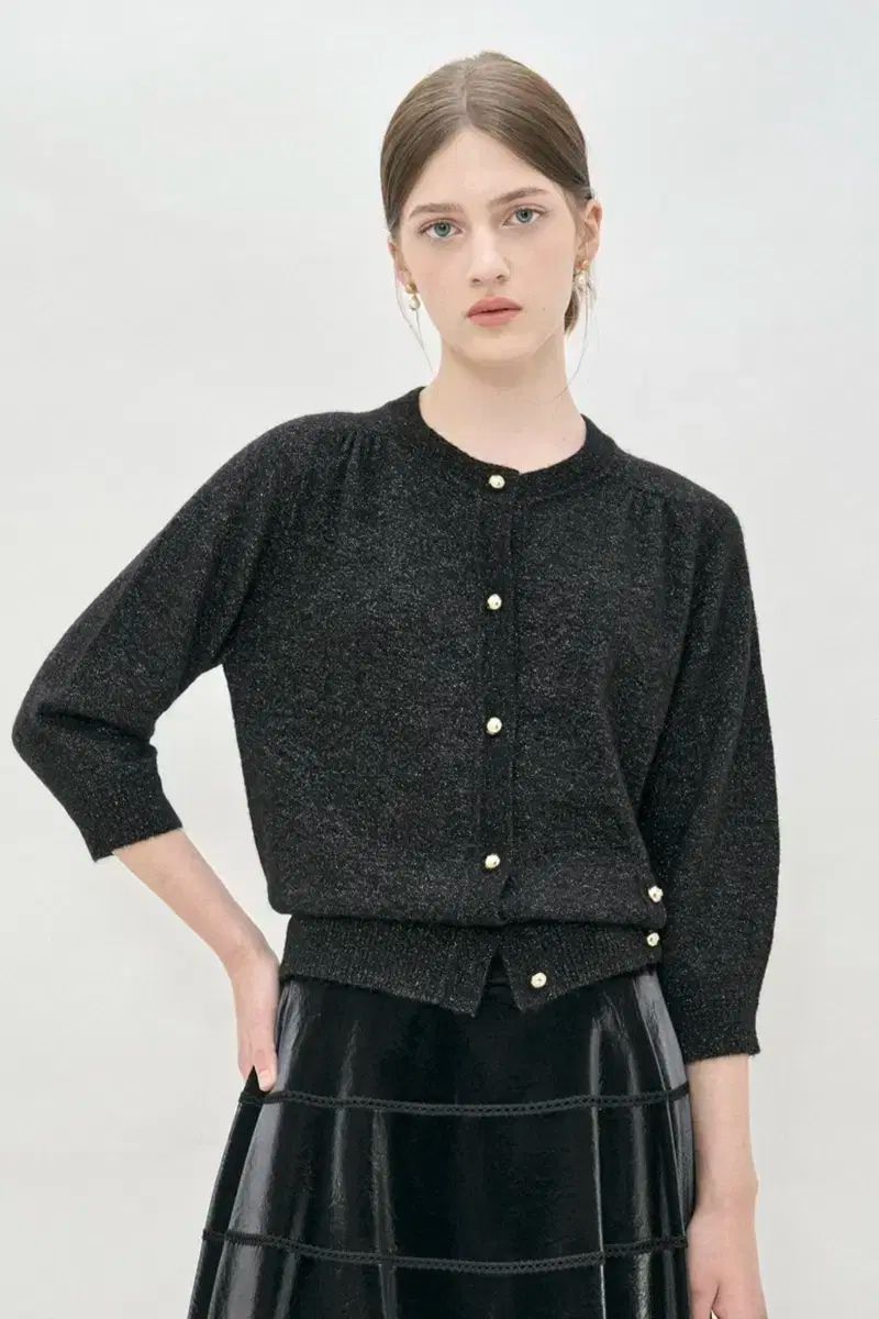 マイン グリッター ブラック ニット カーディガン