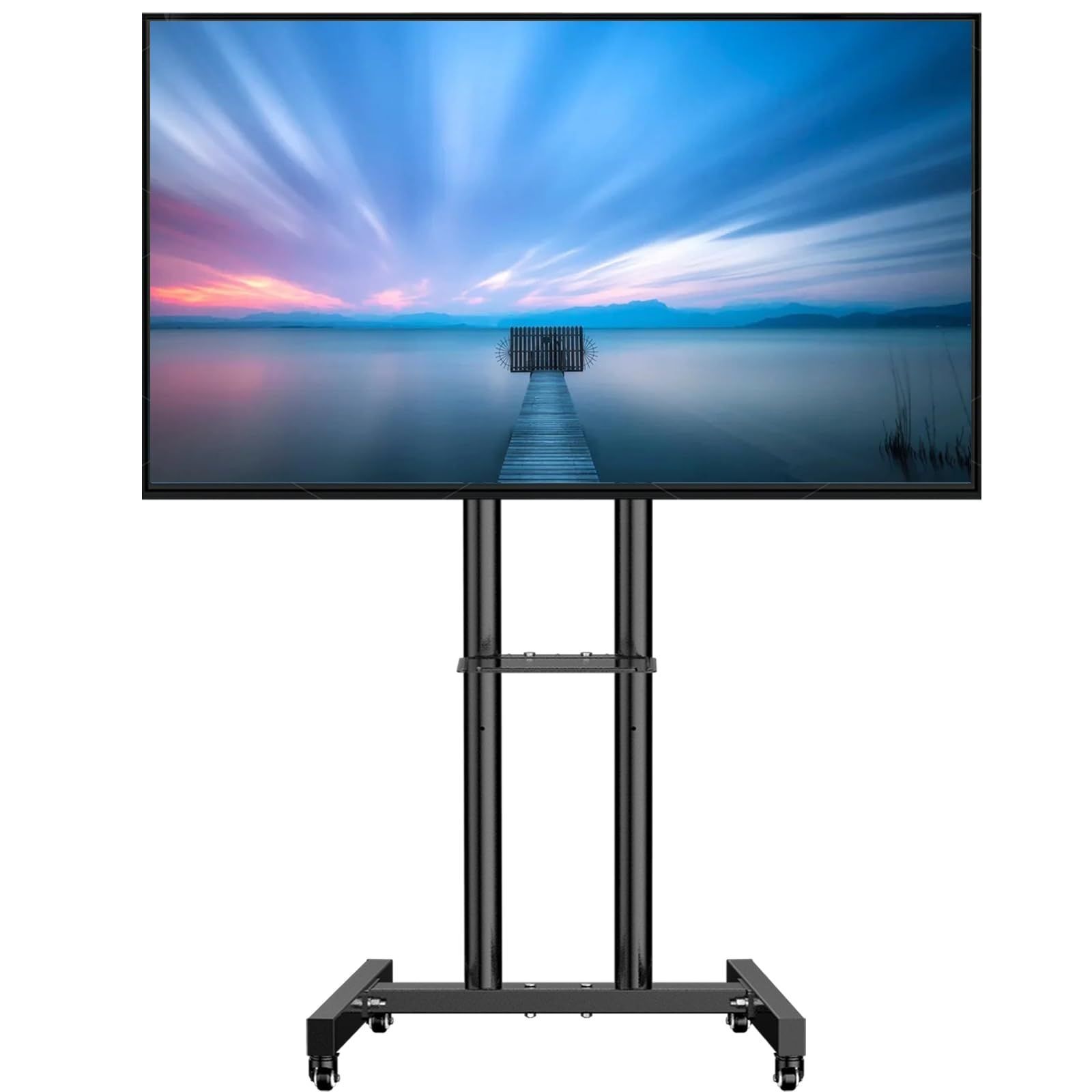 55 50 43 42 60 40 付き キャスター スタンド 65型 standモニタ一 テレビ tv 家用 学校 病院業務用 耐荷重50kg高低さ調節 tv 100x100mm 600x400mm 移動式VESA ハイタイプ自立型 フ