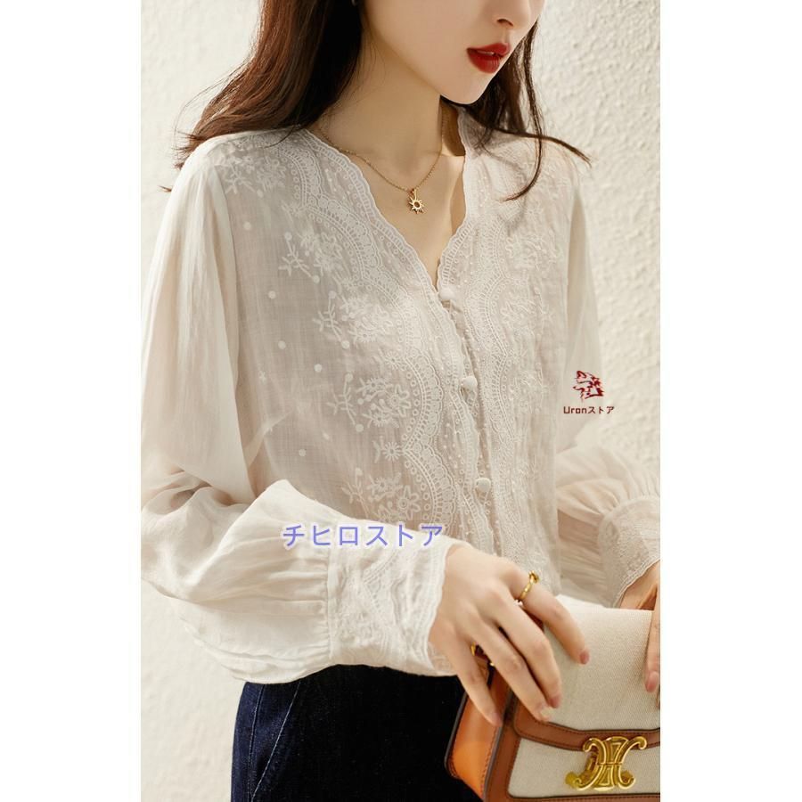 ブラウス レディース 長袖 シフォン シャツ トップス Vネック vネック おしゃれ Ｖネック | Qoo10] 長袖シャツ オフィス シフォンブラウス リボン