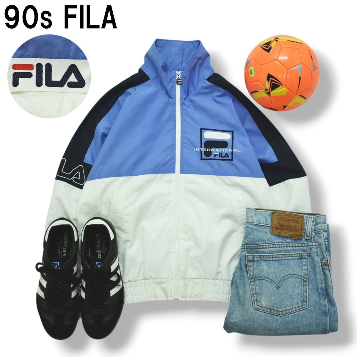 90s ヴィンテージ フィラ FILA ウィンド ジャケット ジップアップ 