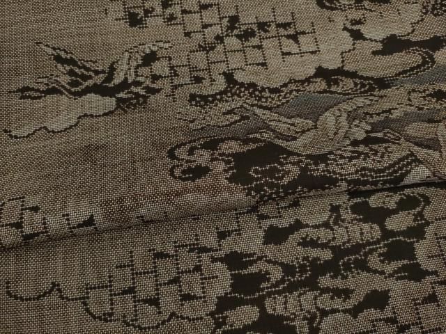 着物 裄64 本場大島紬 正絹 茶泥染め 折鶴 カタス 9マルキ U-7949 miyagawa-kimono_sb12671