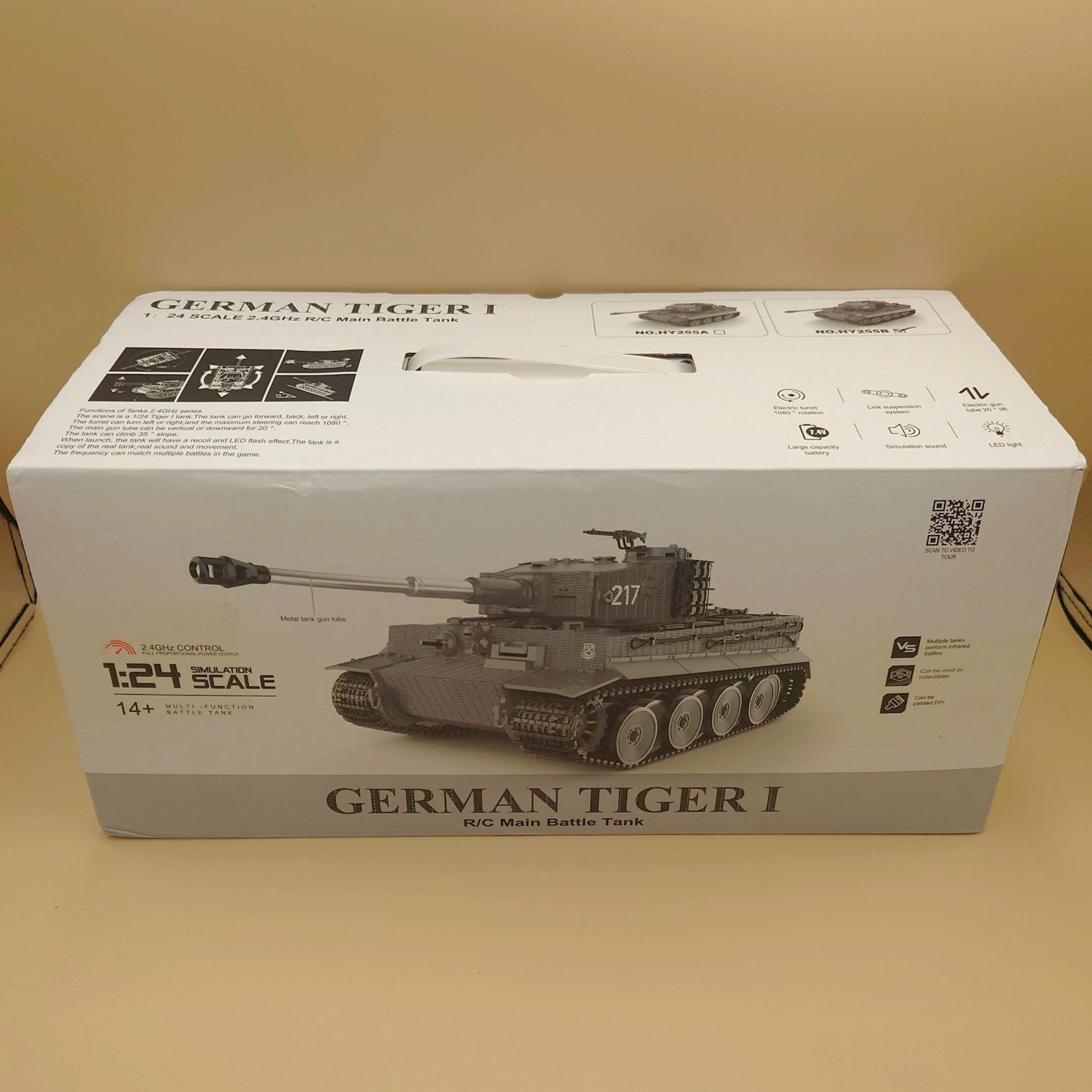 1|24 RCバトルタンク タイガーI 終期 精密戦車ラジコン リアルサウンド＆リコイル