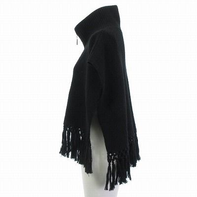 ウジョー Ujoh ニットベスト フリンジ ジップアップ ハイネック