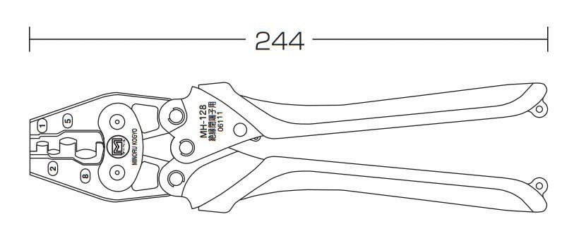 マーベル MARVEL MH-128 ハンドプレス 絶縁被覆付閉端接続子用 品番 MH-128 圧着工具 電設 電工 電気 工事 配線 通線 設備 圧着マーク