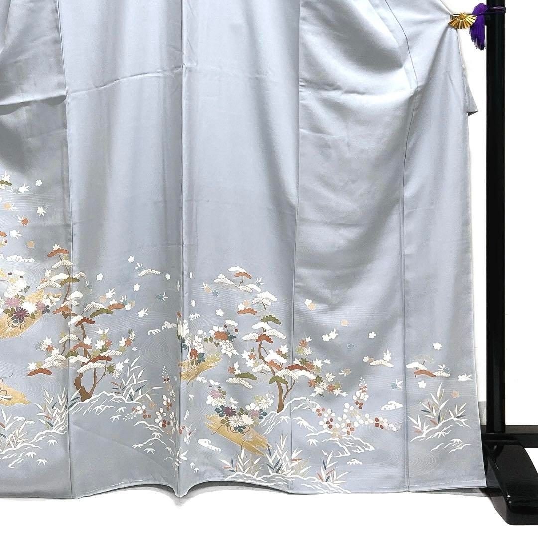 未着用　訪問着　総絞り　金彩　刺繍　雪輪　花模様　流水　着物　122a d 未着用 訪問着 総絞り 金彩 刺繍 雪輪 花模様 流水 着物 122a d