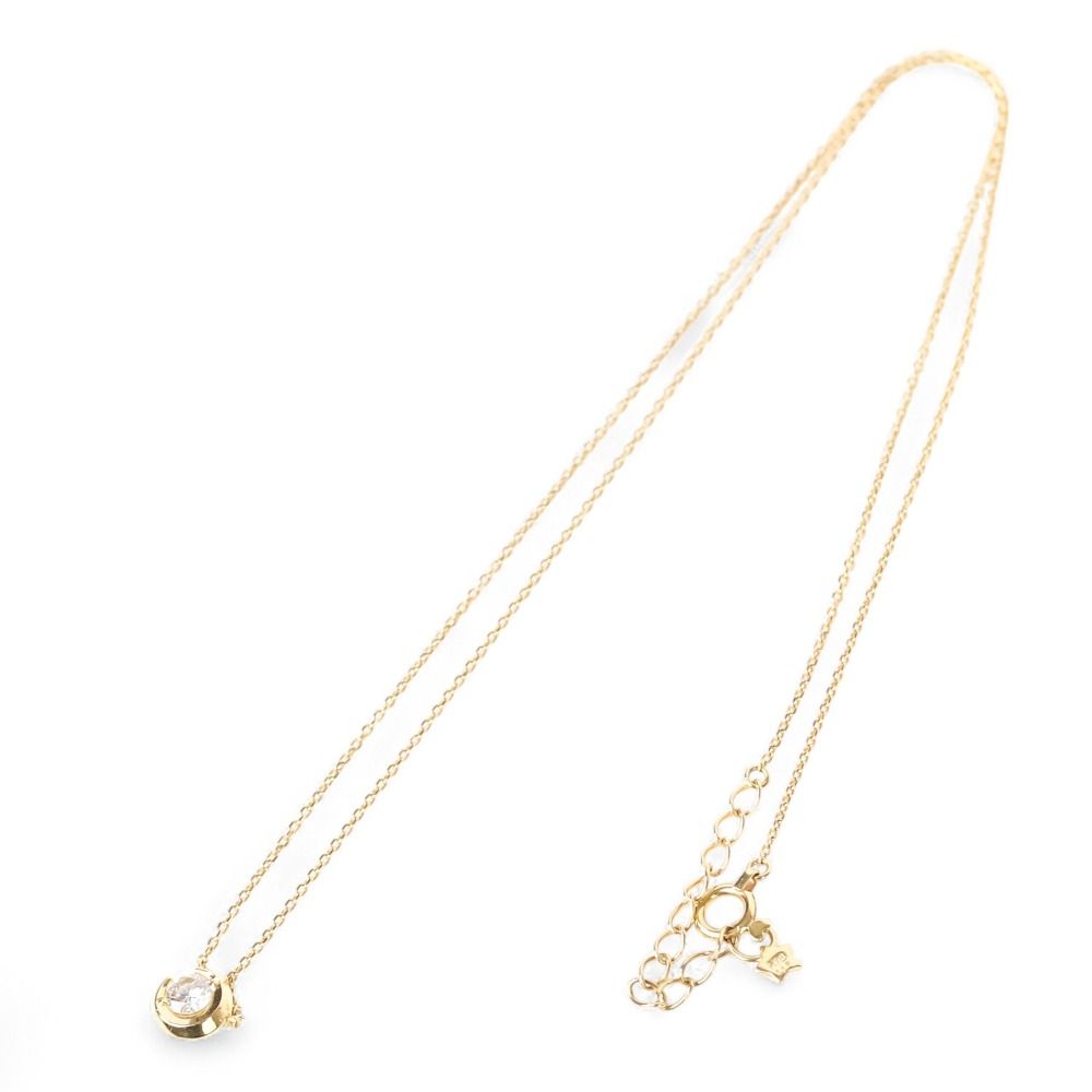 【美品】スタージュエリー K18ダイヤモンドムーンネックレス正規品 即購入OK MOON SETTING DIAMOND NECKLACE 0.10ct(2ZN1830)K18 ネックレス