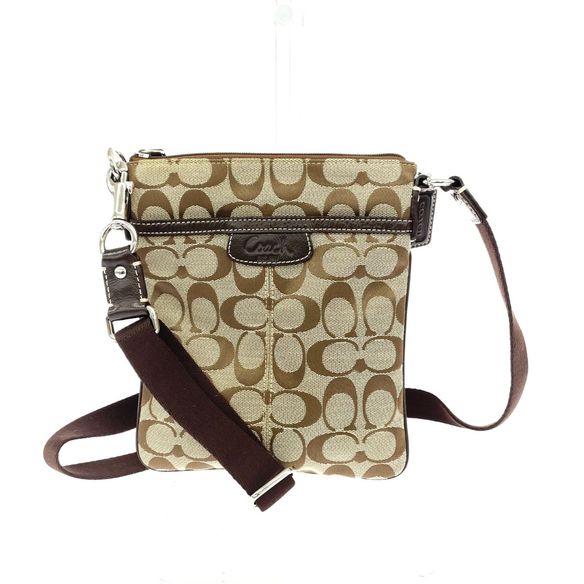良好 COACH コーチ シグネチャー ミニショルダーバッグ ベージュ 